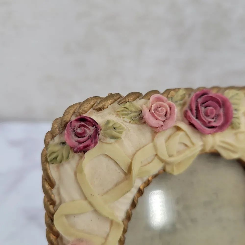 Vintage Dezine Hand Painted Floral Cream and Pink Photo Frame - Picture 2 of 9